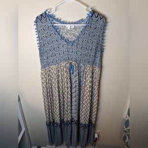 Anthropologie Love Kyla Blue Boho Maxi Dress